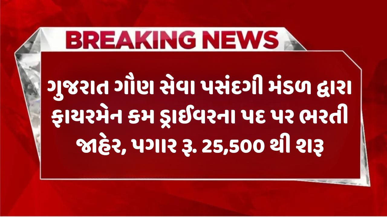 GSSSB Fireman cum Driver Recruitment 2025